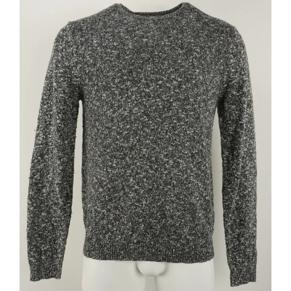 Calibrate Men's Large Gray White Wool Cotton Knit Melange‎ Slub Crewneck Sweater